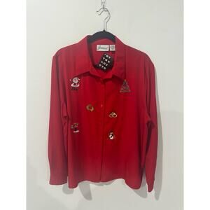 Women’s Embroidered Christmas Button up